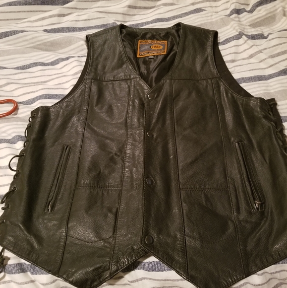 Men's genuine leather vest - Picture 1 of 3